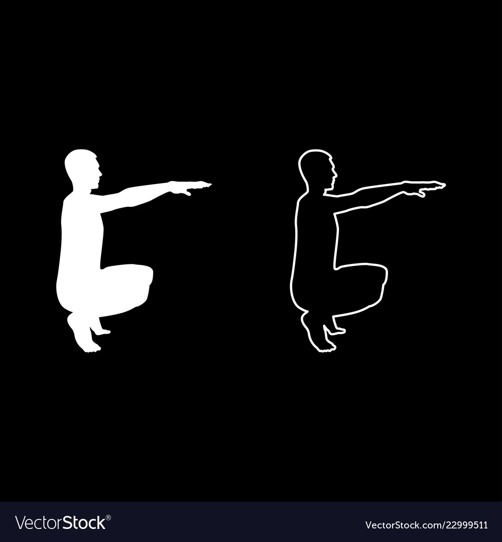 Crouching man doing exercises crouches squat vector image Crouching man doing exercises crouches squat