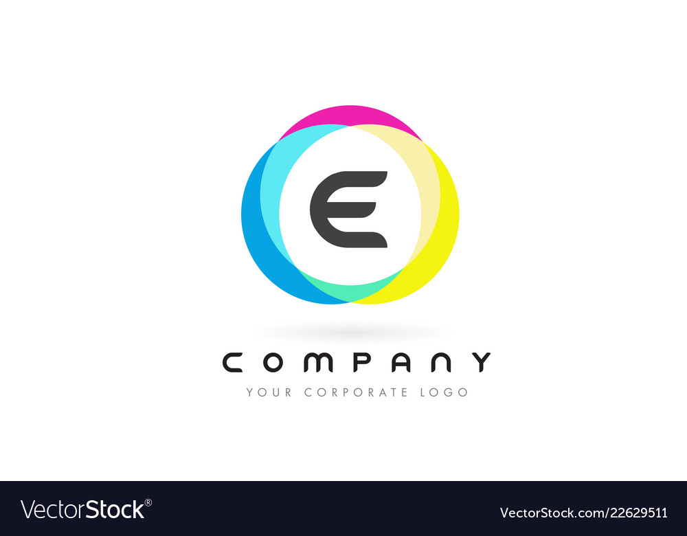 E letter logo design with rainbow rounded colors