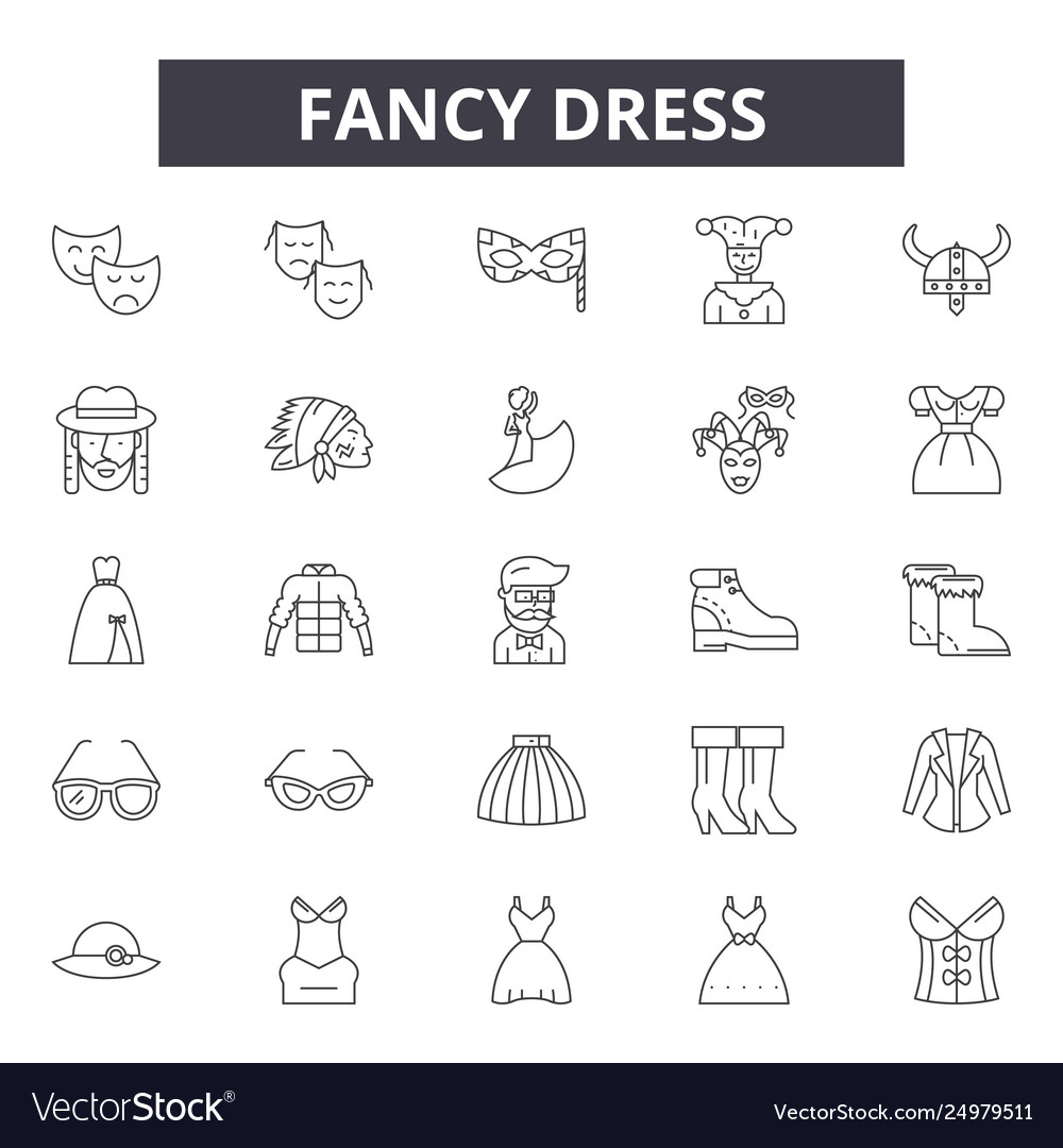 Fancy Dress Line Icons - Costume Set