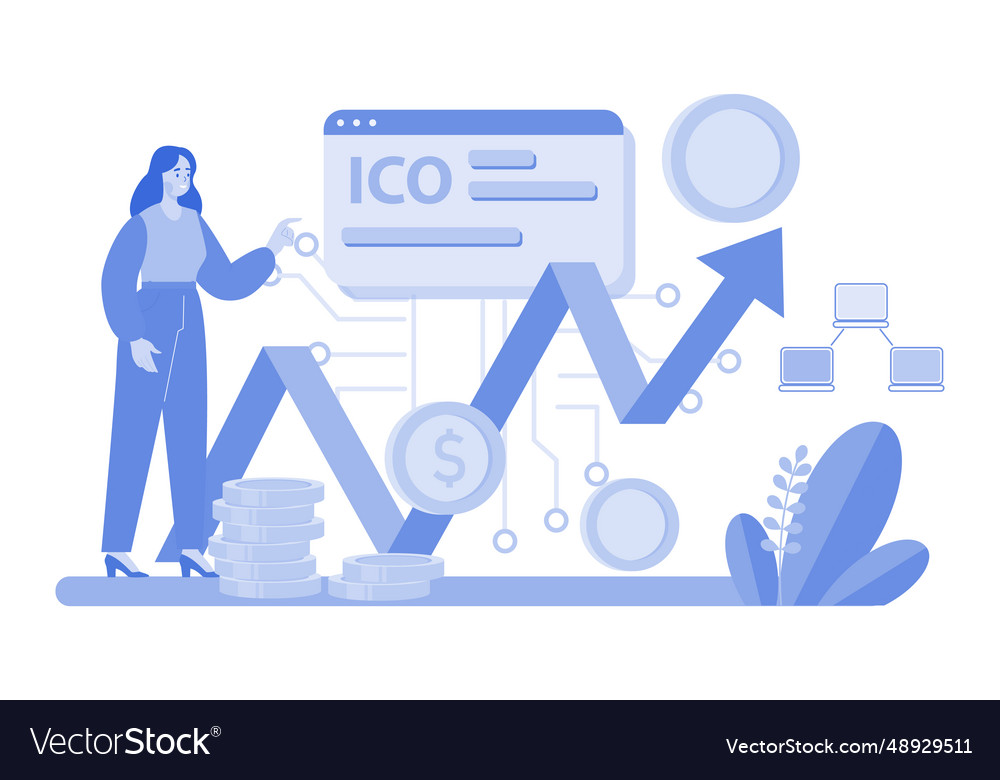 Ico blockchain concept on white background