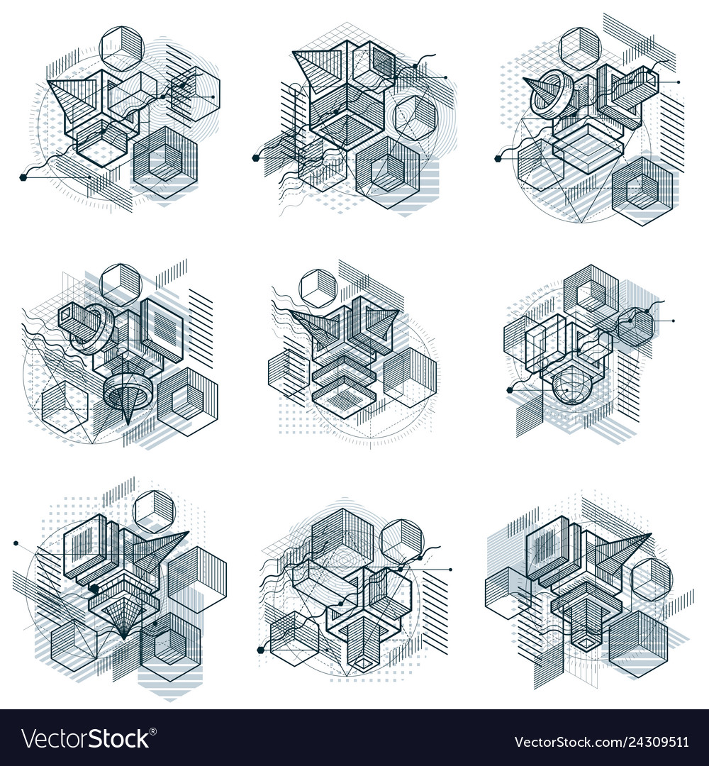 Isometric abstract backgrounds with lines vector image Isometric abstract backgrounds with lines