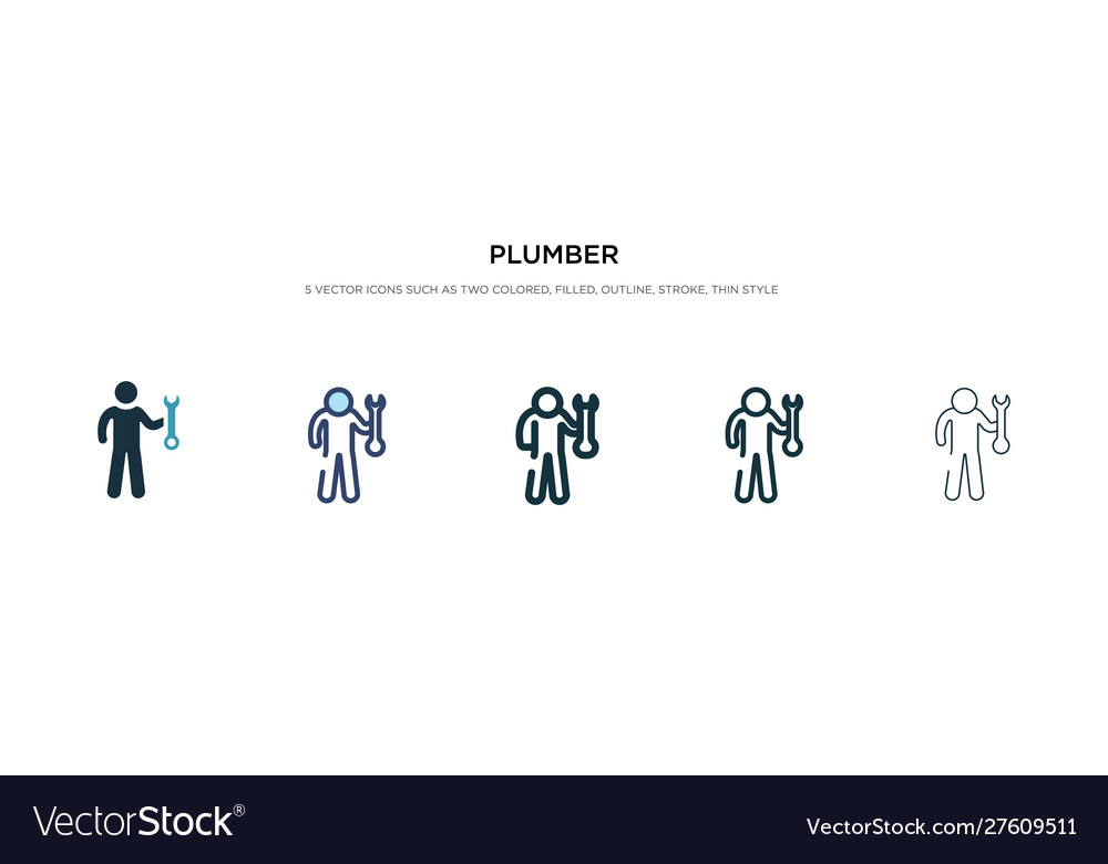 Plumber icon in different style two colored vector image Plumber icon in different style two colored