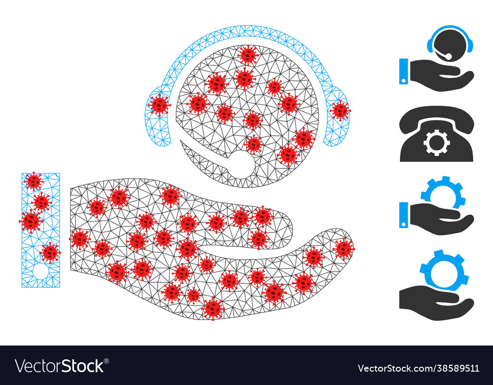 Polygonal wire frame call center service icon