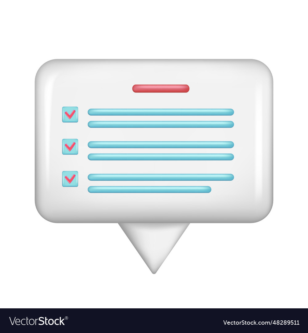 Realistic 3d white speech bubble message button Vector Image Realistic 3d white speech bubble message button