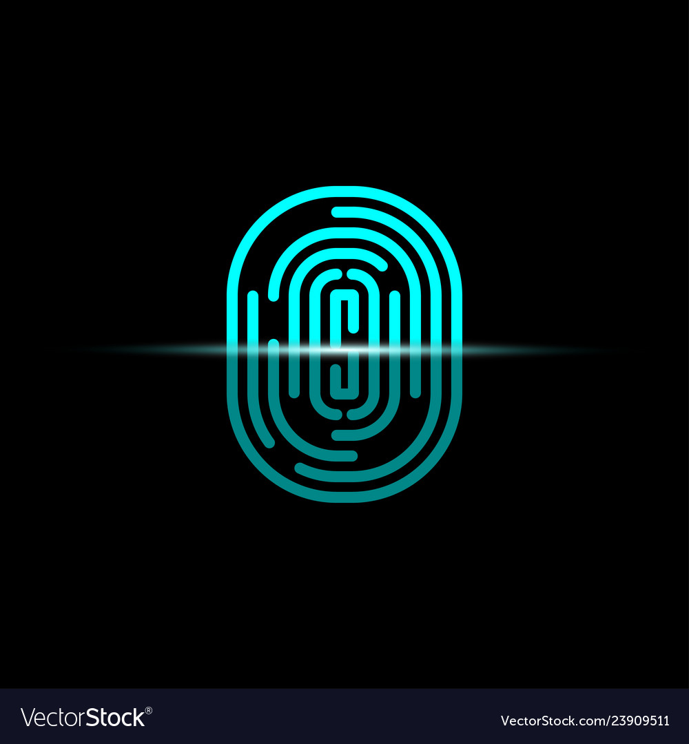 Realistic fingerprint scanner in flat style