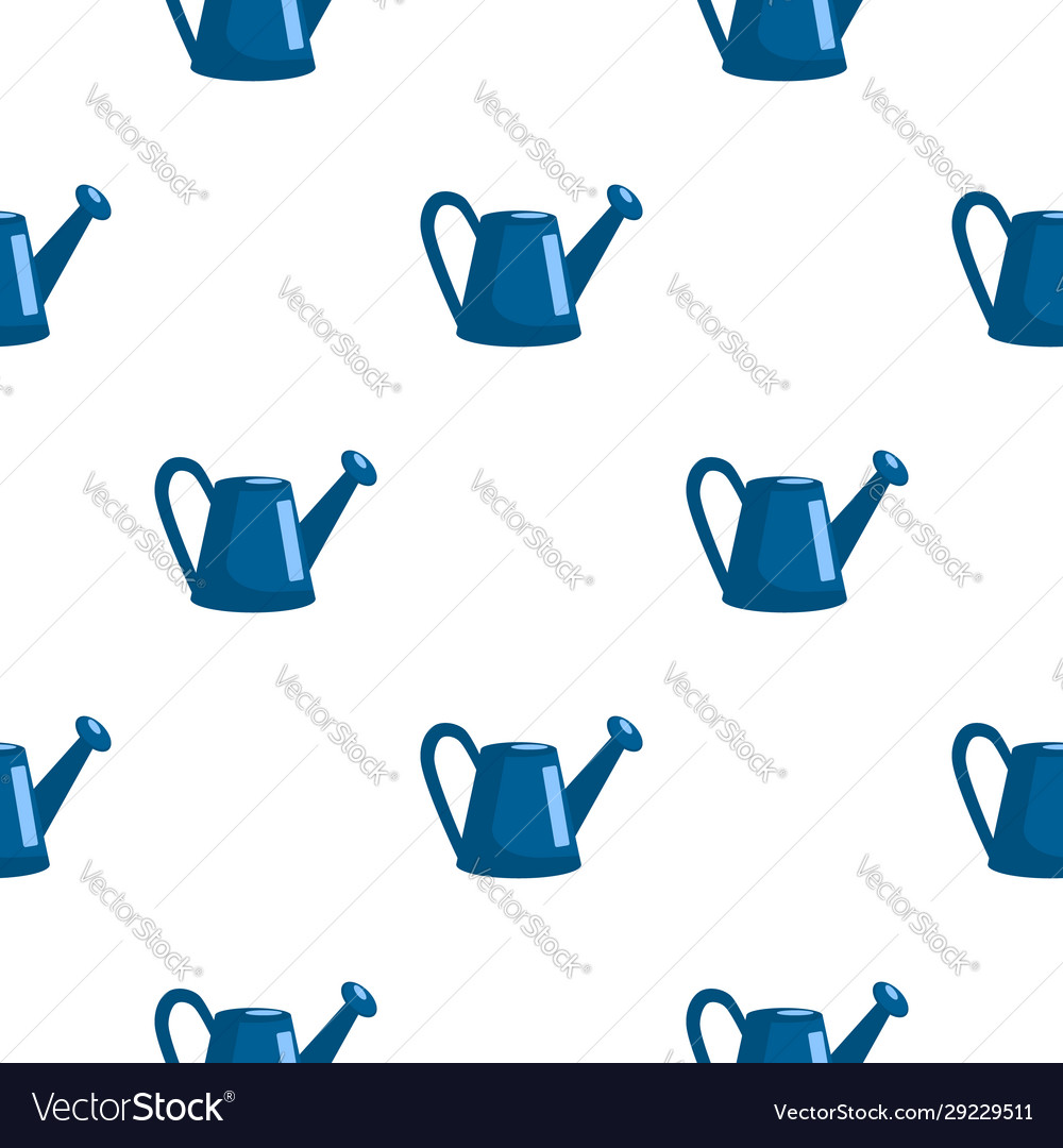 Seamless pattern with watering can in flat style vector image Seamless pattern with watering can in flat style