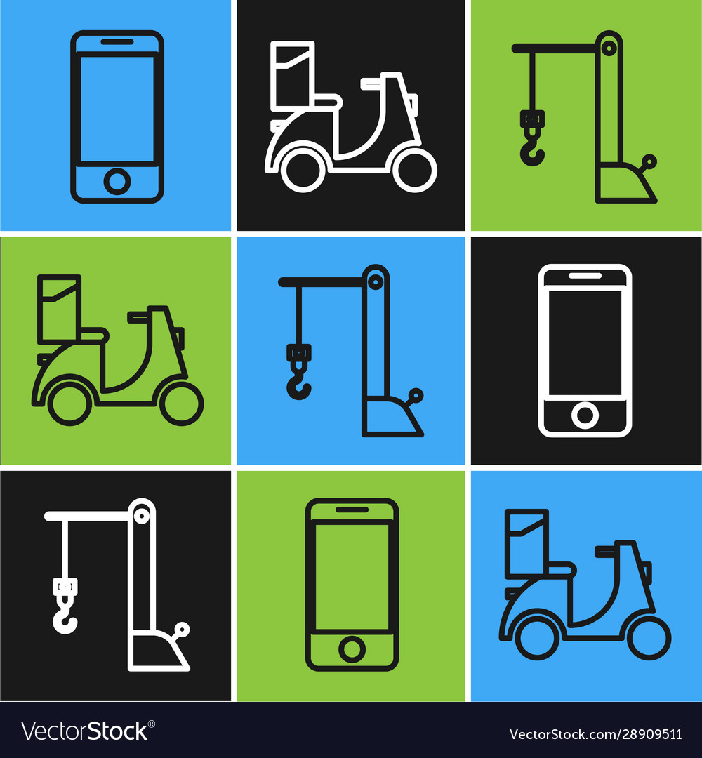 Set line mobile phone with app delivery tracking vector image Set line mobile phone with app delivery tracking