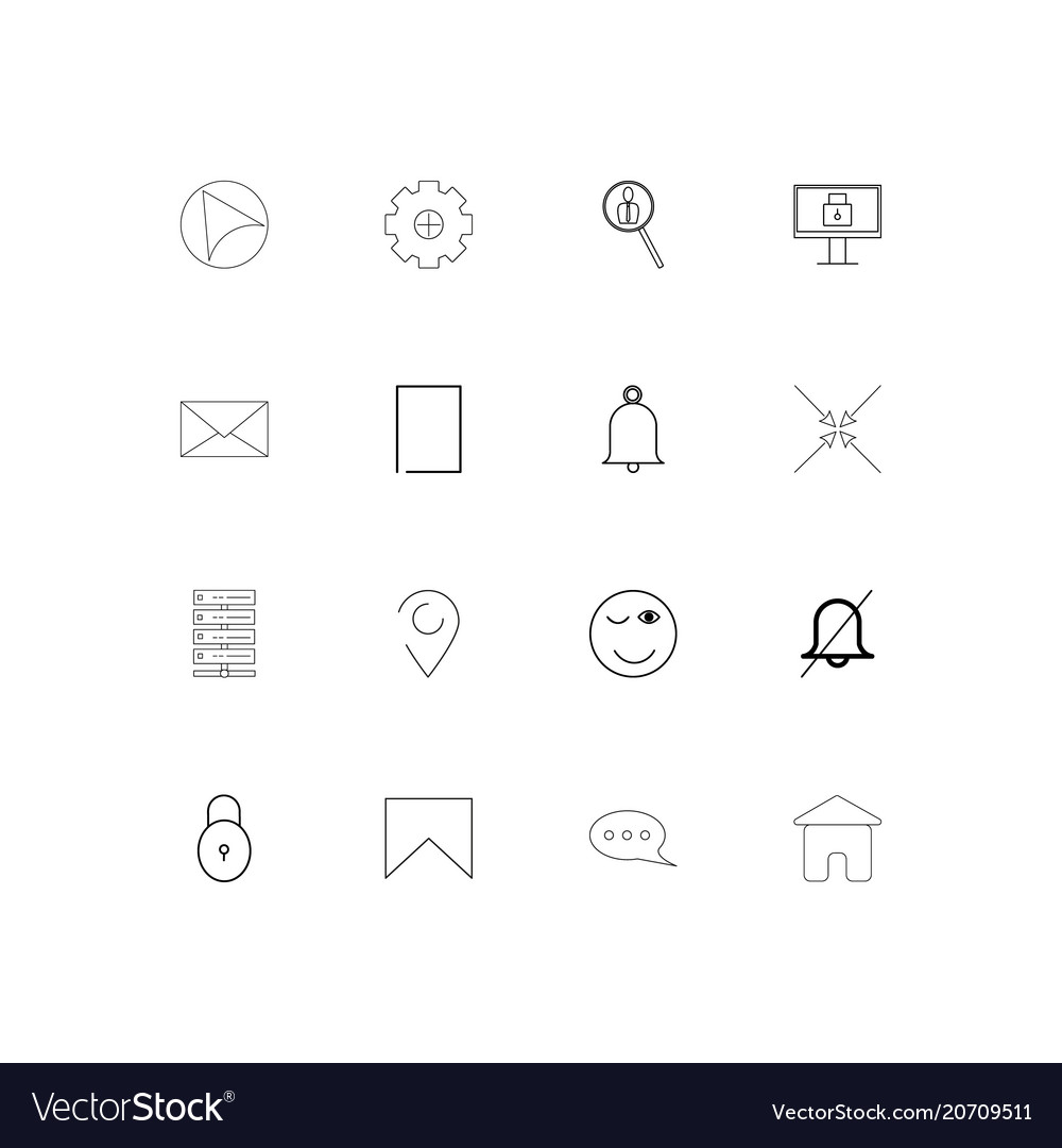 Signs and symbols simple linear icons set