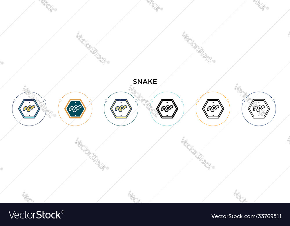 Snake sign icon in filled thin line outline