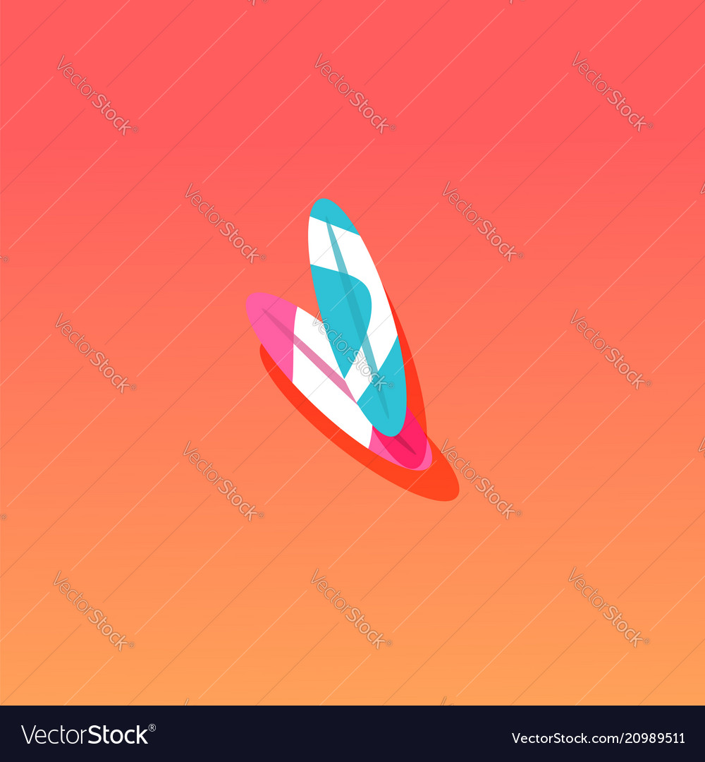 Surfboard flat material design object vector image Surfboard flat material design object