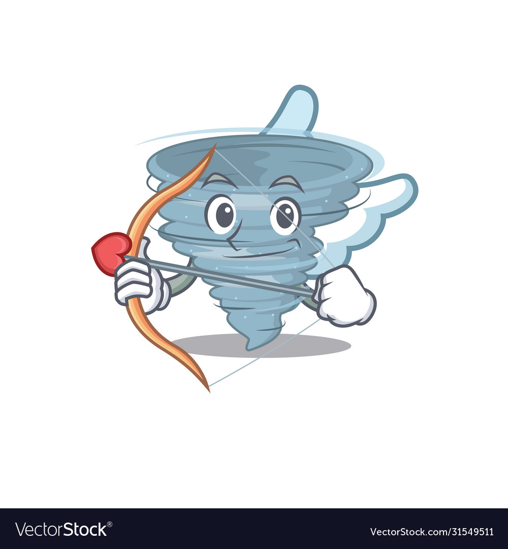 Tornado in cupid character with arrow and wings
