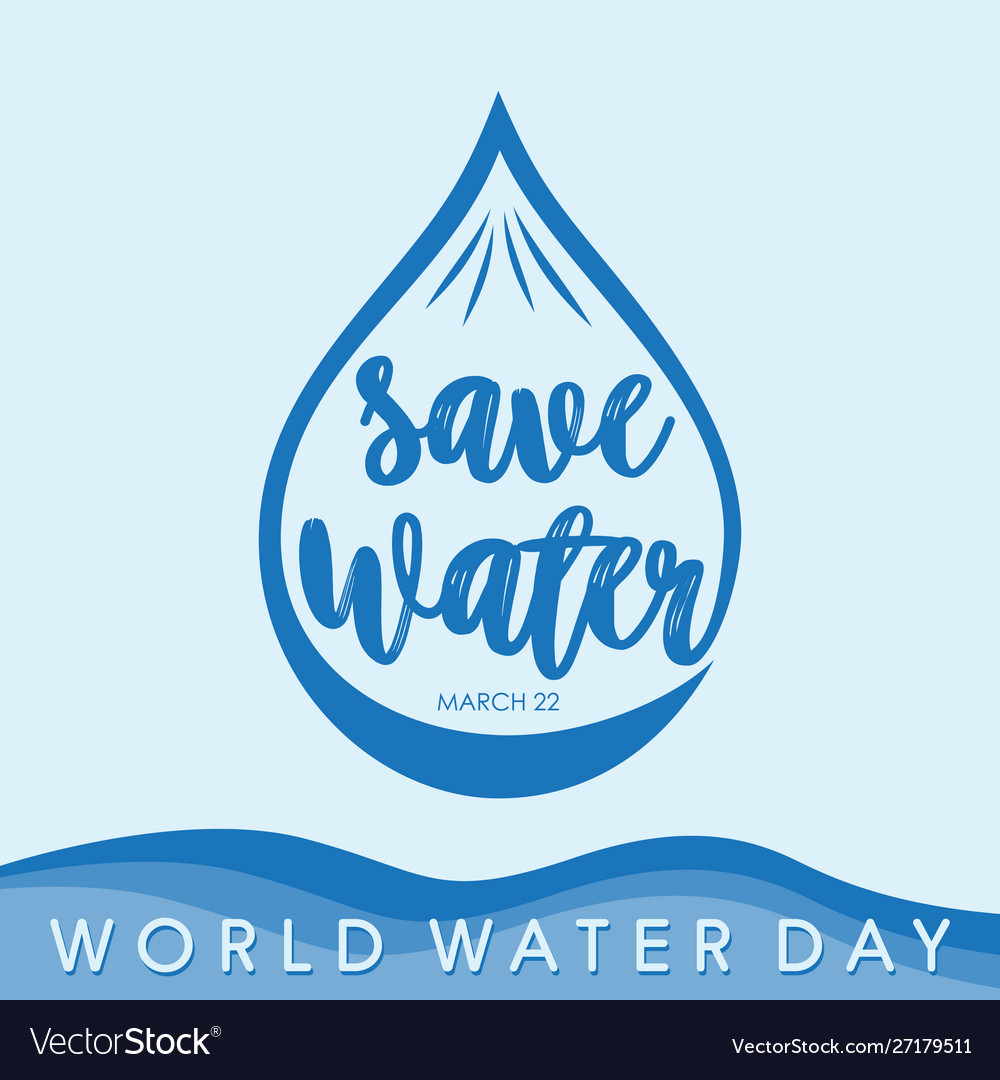 World water day letter with color blue