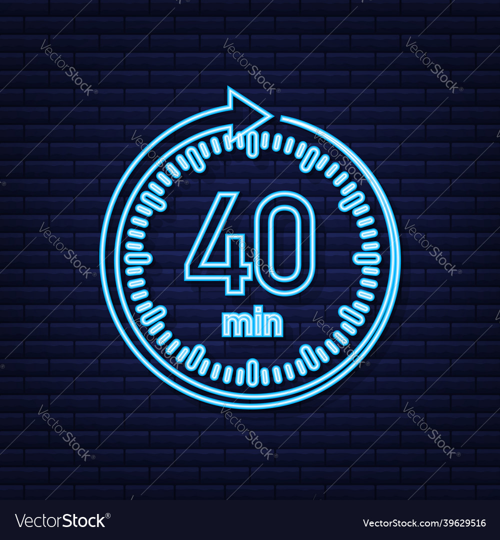 40 minutes stopwatch neon icon