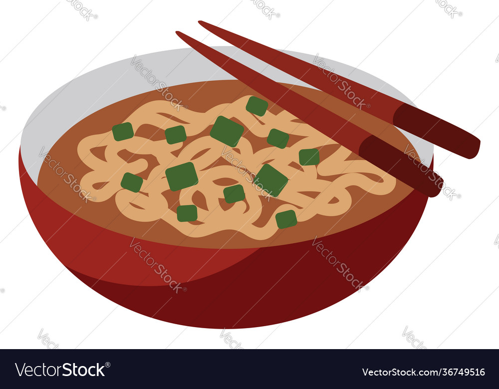 Asian udon on a white background