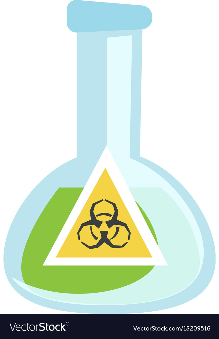 Beaker with biohazard sign Royalty Free Vector Image