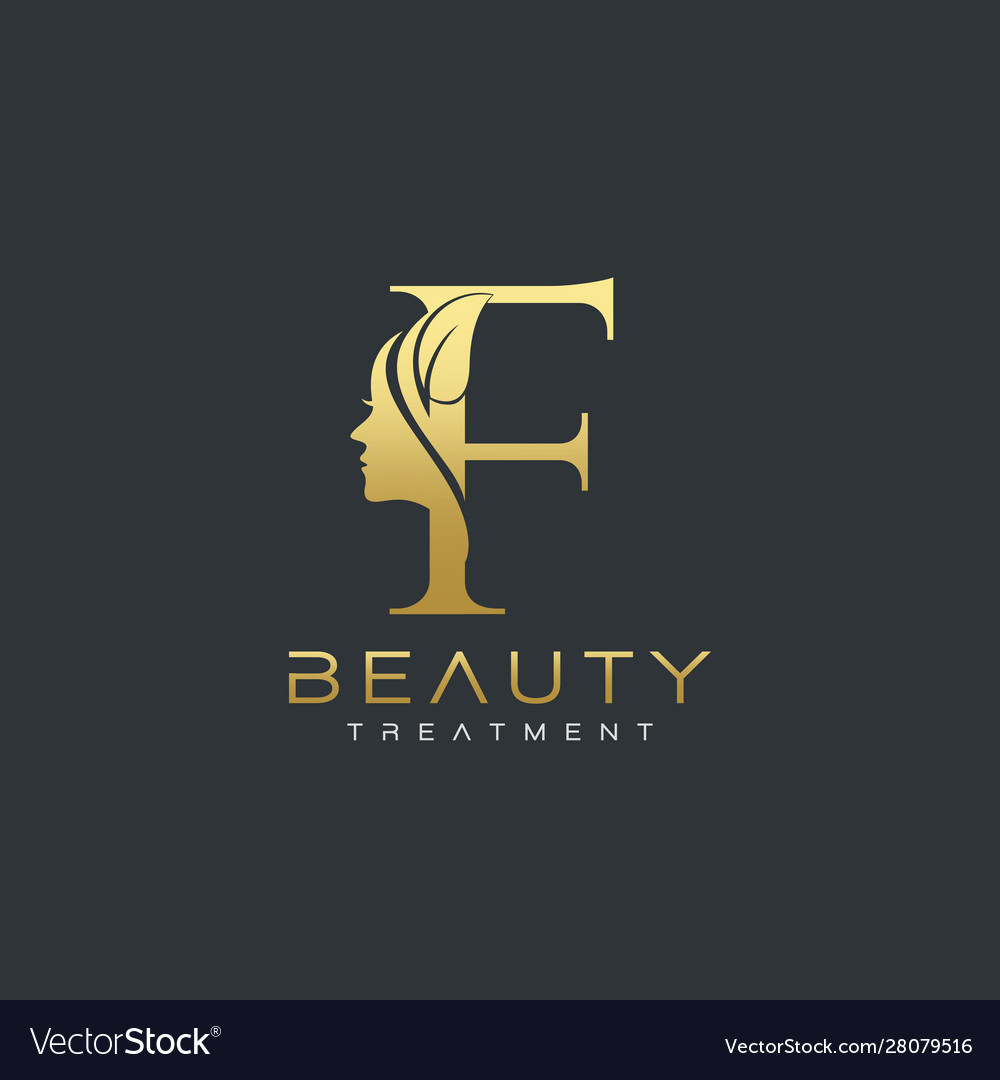 F letter luxury beauty face logo design Royalty Free Vector