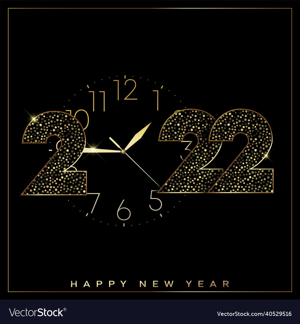 Happy 2022 new year congratulation with golden