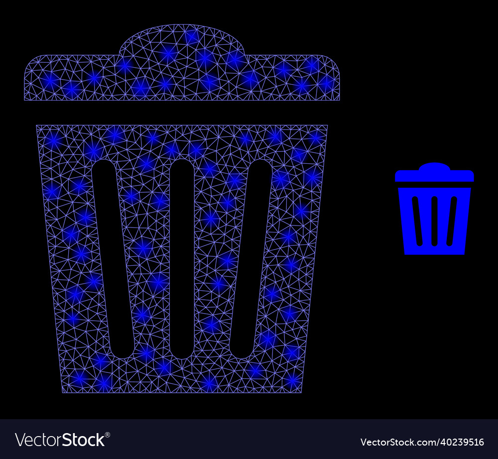 Mesh net trashcan with glitter wire frame Vector Image Mesh net trashcan with glitter wire frame
