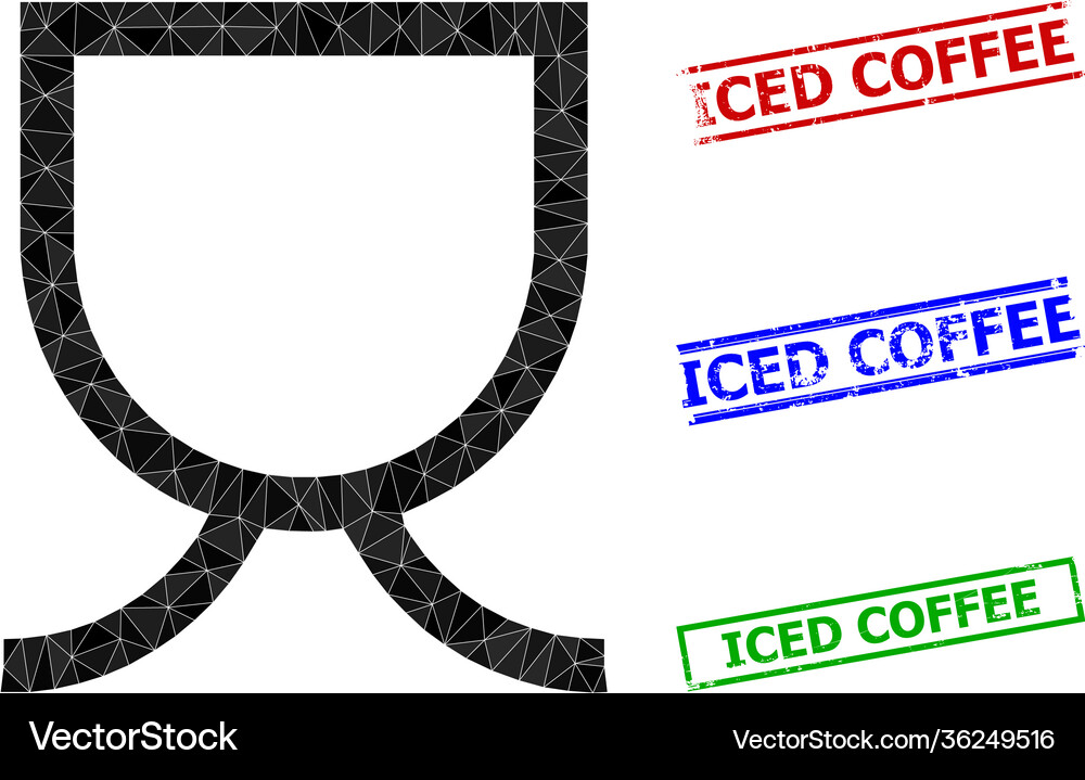 Mug triangle icon and scratched iced coffee simple