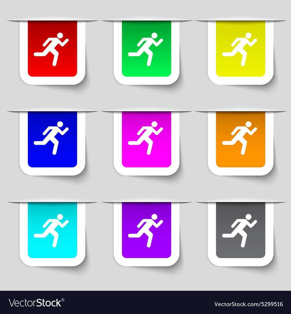 Running man icon sign set of multicolored modern