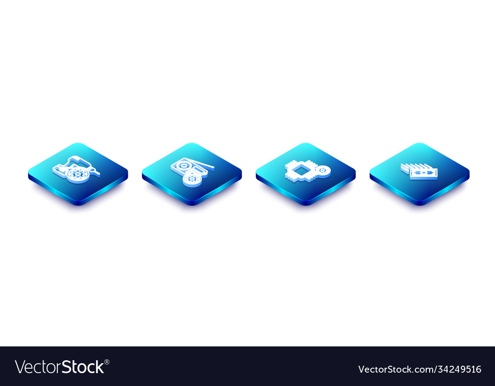 Set isometric line drill machine setting radio vector image Set isometric line drill machine setting radio