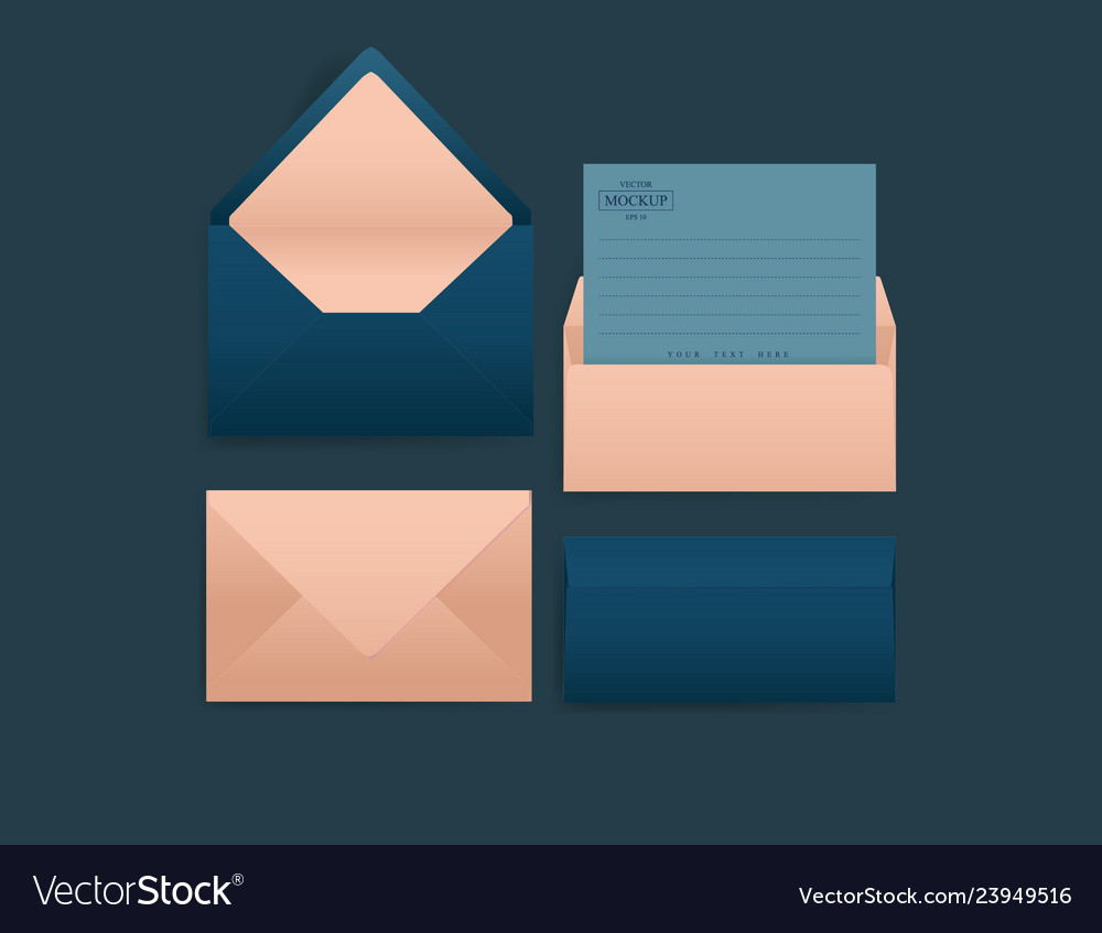 Set of realistic envelopes with a sheet paper vector image Set of realistic envelopes with a sheet paper