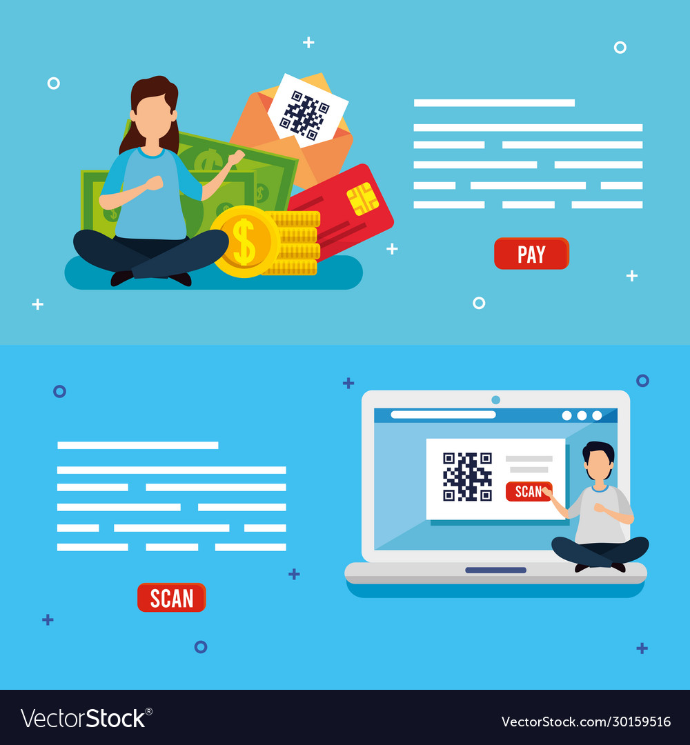 Set poster code qr and icons vector image Set poster code qr and icons