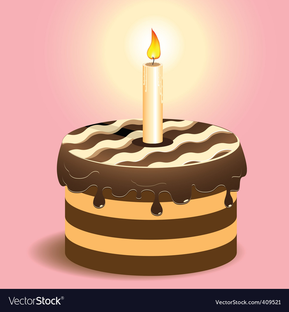 Cake and candle Royalty Free Vector Image - VectorStock