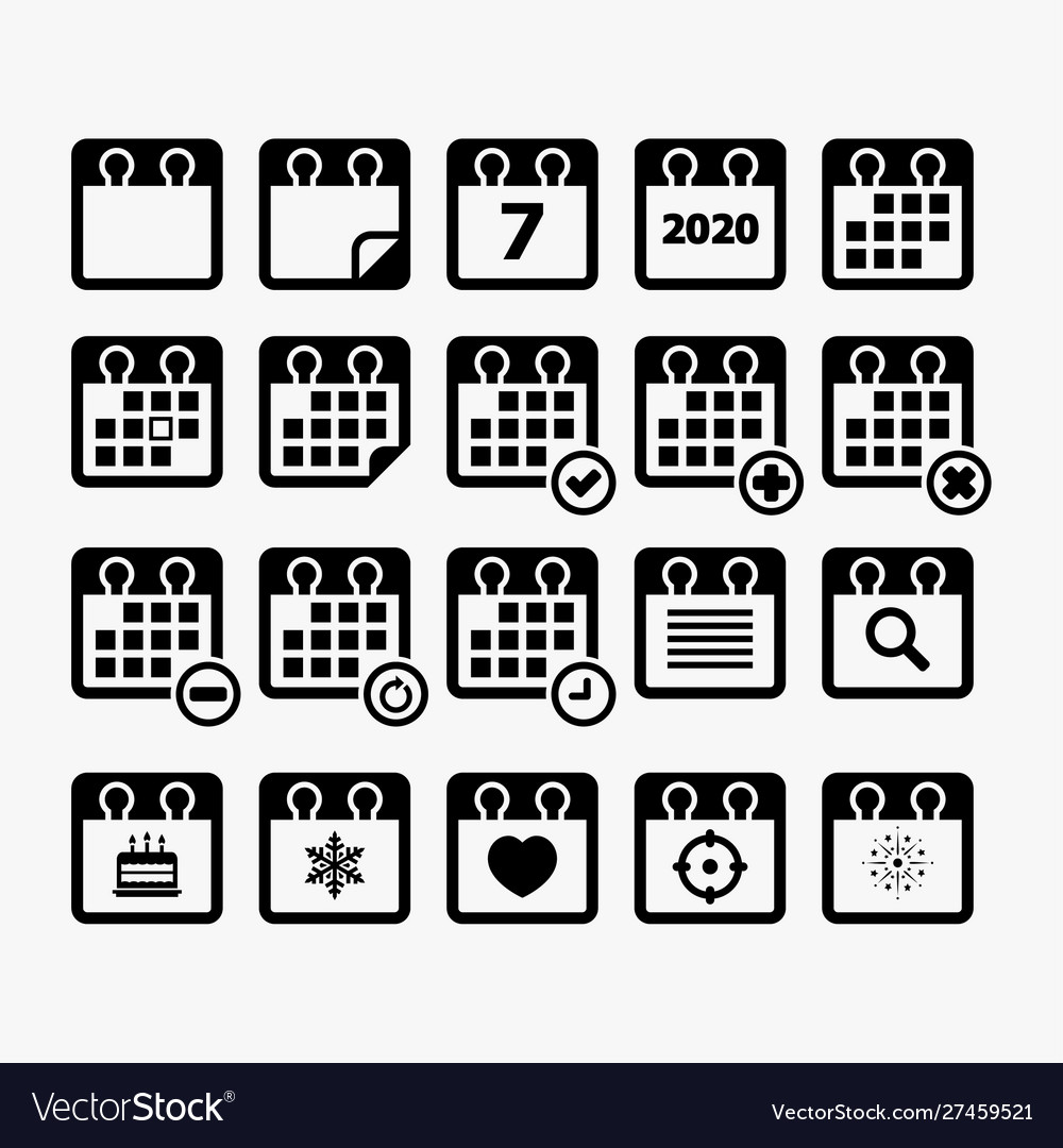 Calendar icon set Royalty Free Vector Image - VectorStock