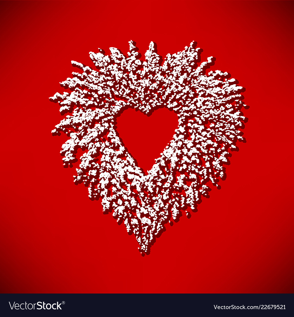 Christmas heart wreath graphic with dark red backg