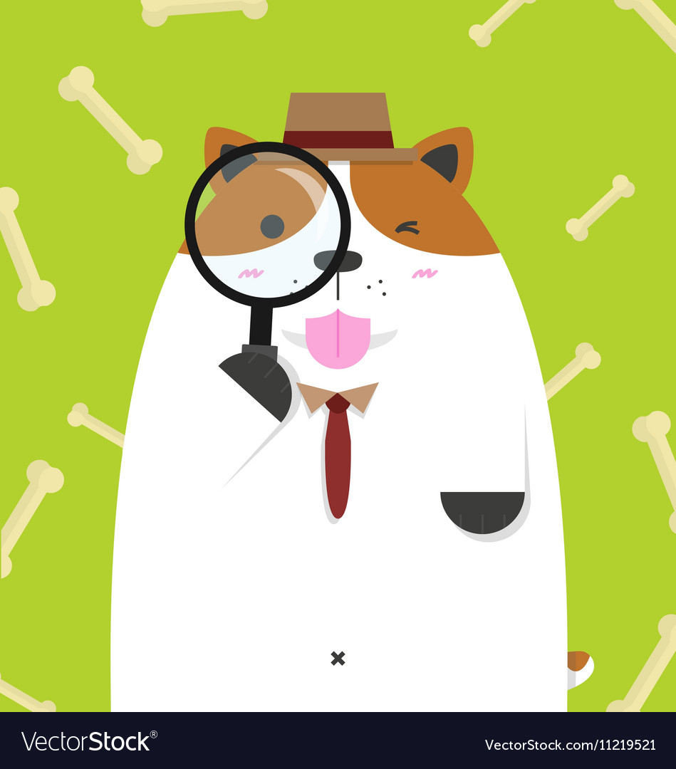 Cute big fat jack russell dog as detective