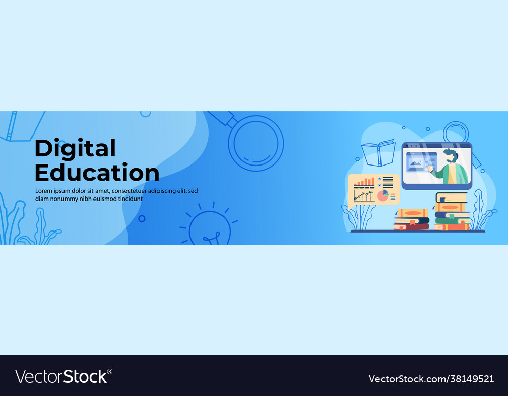 Digital education web banner design teacher