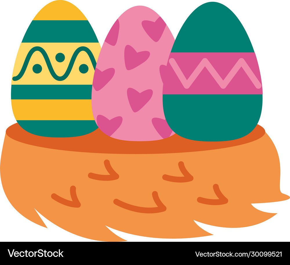 Easter eggs painted flat style icons Royalty Free Vector