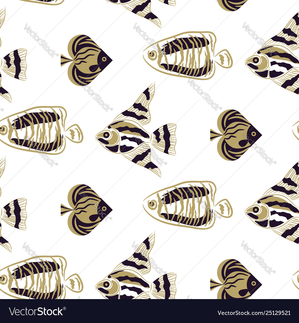 Fish stylish seamless pattern olive green