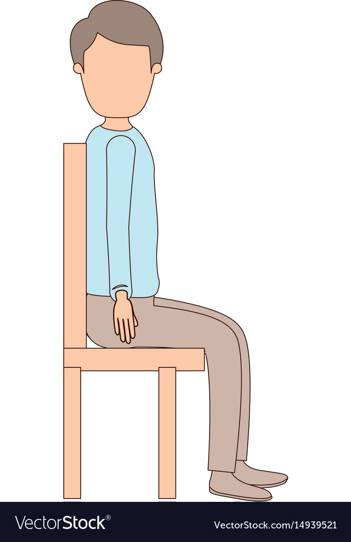 Light color caricature faceless full body guy sit Vector Image