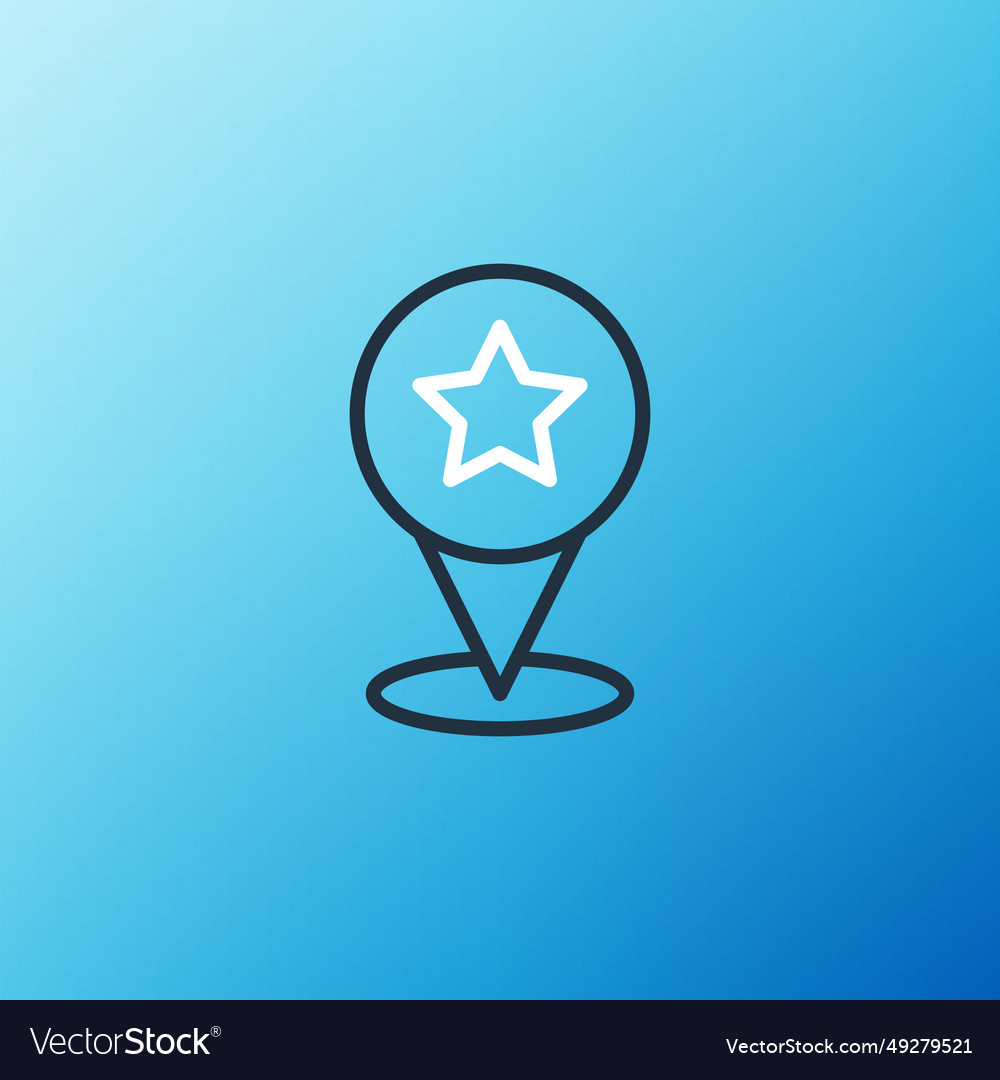 Line map pointer with star icon isolated on blue Vector Image Line map pointer with star icon isolated on blue