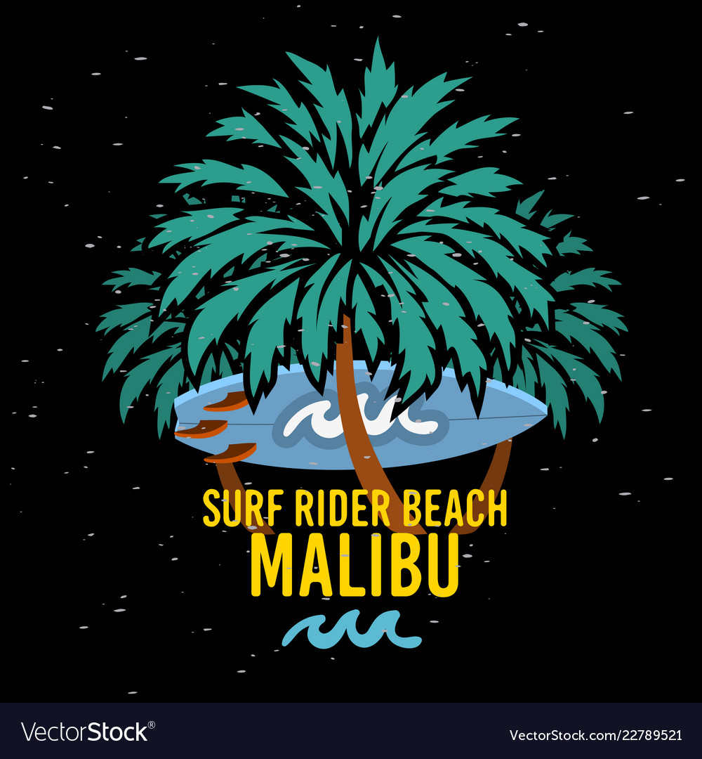 Malibu surf rider beach california surfing Vector Image