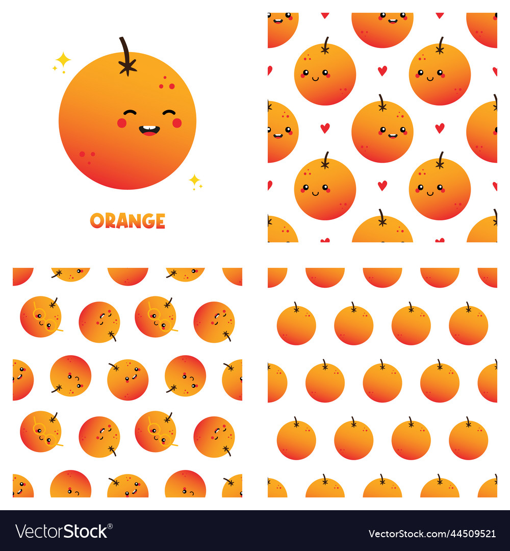 Orange character and set of oranges patterns