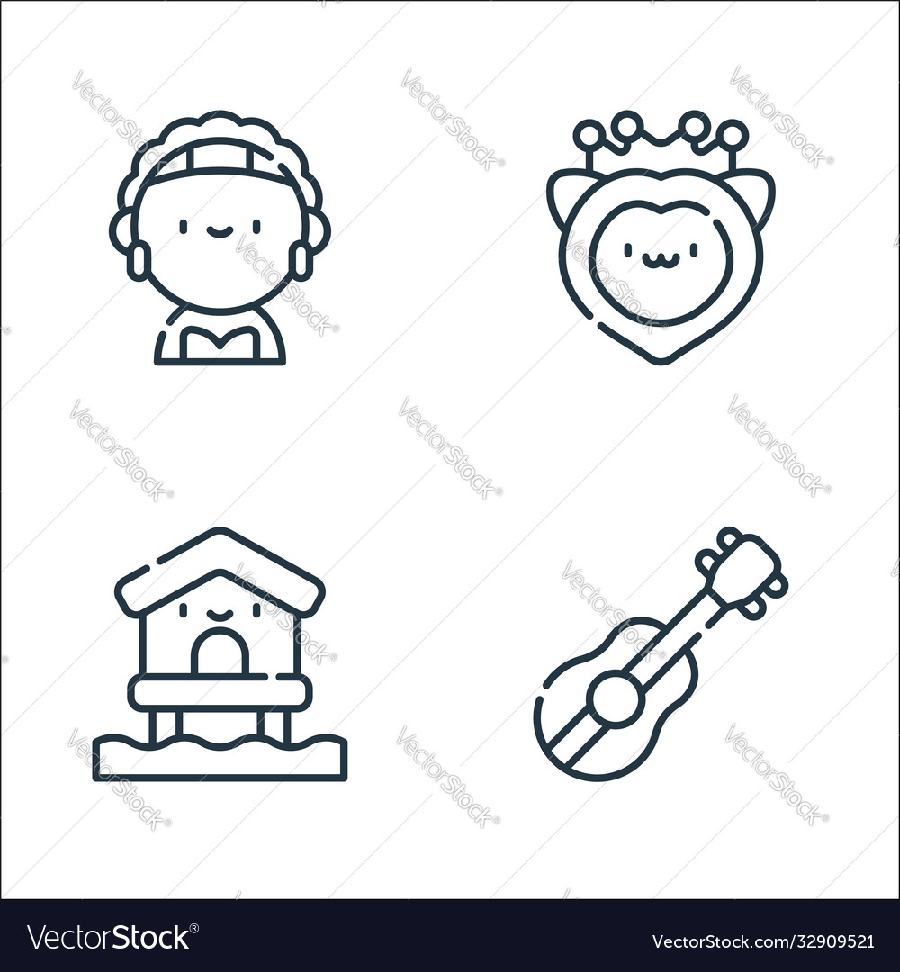 Reggae line icons linear set quality vector image Reggae line icons linear set quality
