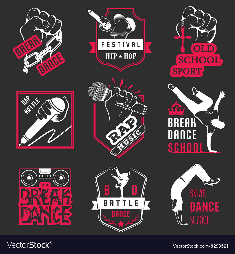 Set Badges Logos And Sign Break Dance Royalty Free Vector