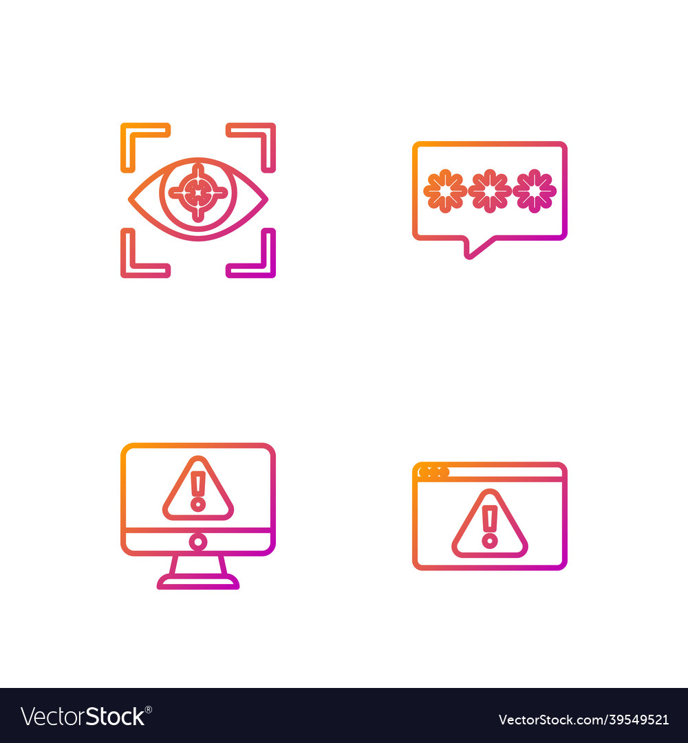 Set line browser with exclamation mark monitor vector image Set line browser with exclamation mark monitor