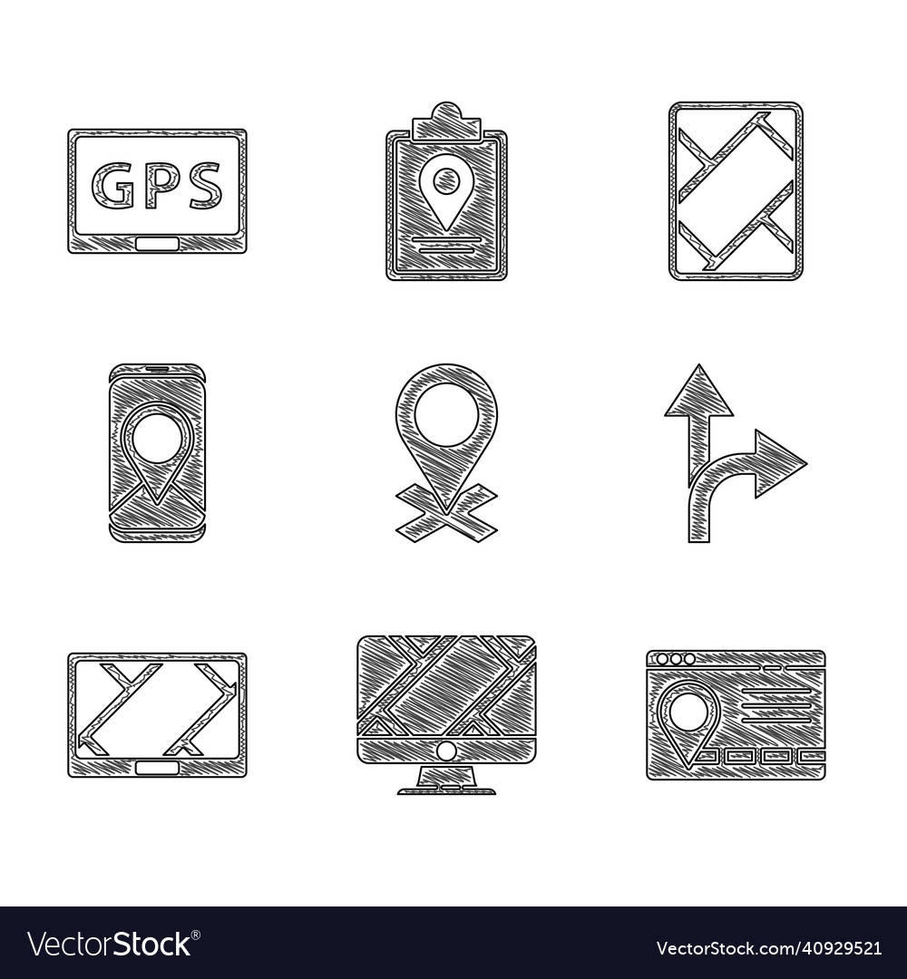 Set location monitor with marker vector image Set location monitor with marker