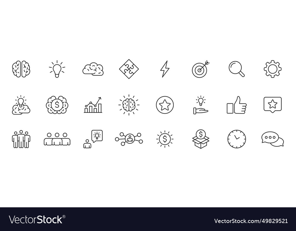 Set of 24 creativity and idea web icons in line vector image Set of 24 creativity and idea web icons in line