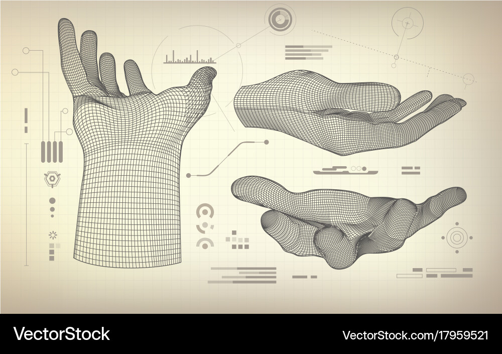 Threereachinghand Royalty Free Vector Image - VectorStock