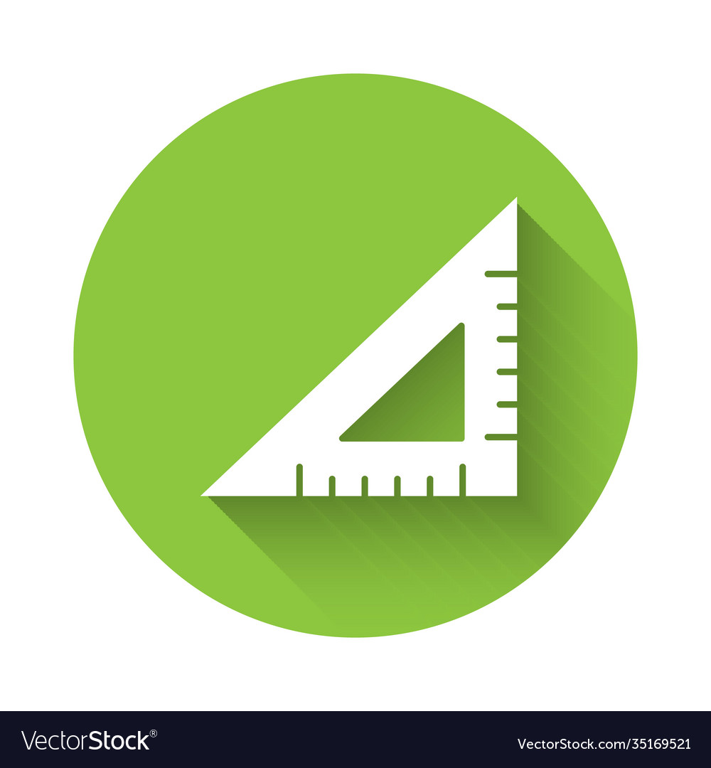 White triangular ruler icon isolated with long