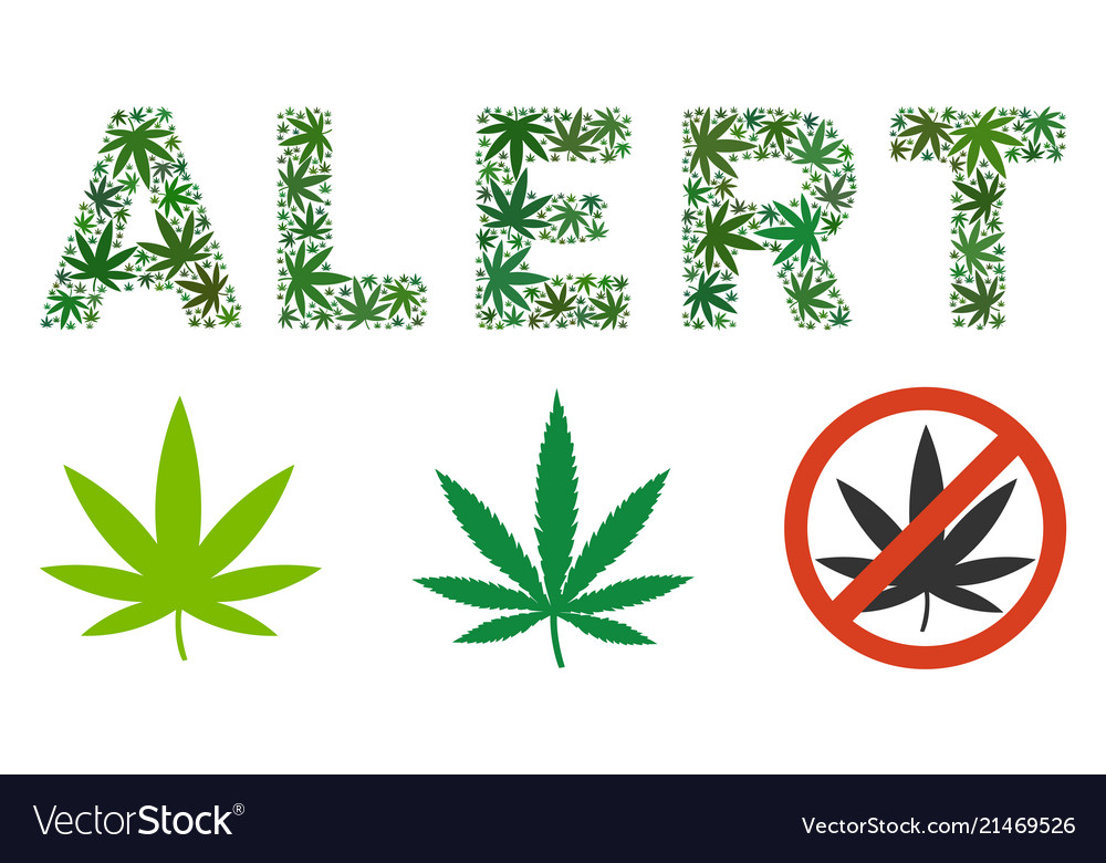 Alert text mosaic of hemp leaves