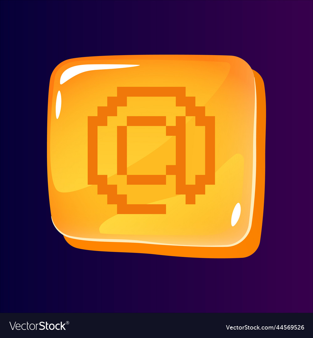 At sign glossy ui button with pixelated icon vector image At sign glossy ui button with pixelated icon
