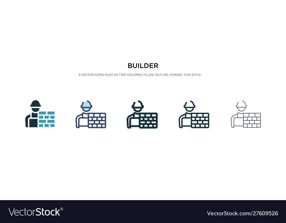 Builder icon in different style two colored vector image Builder icon in different style two colored