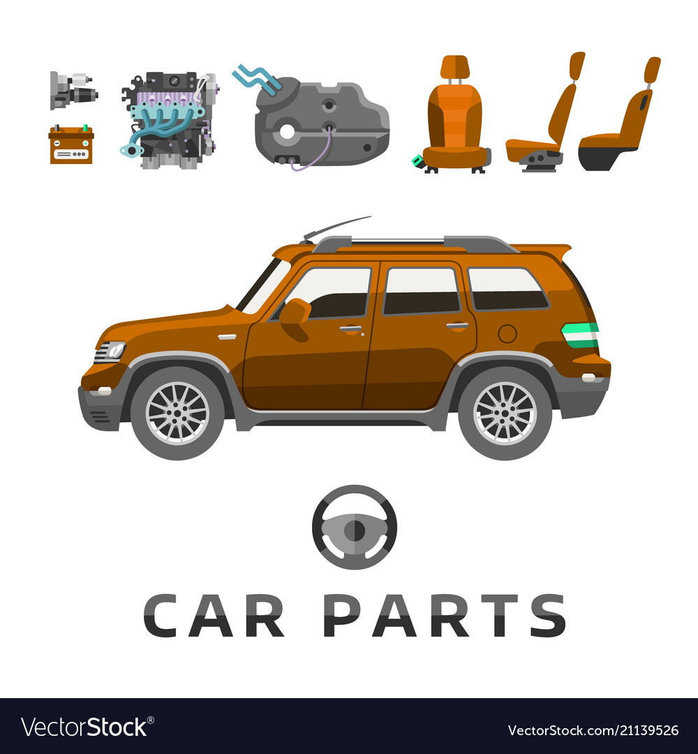 Car service parts flat auto mechanic repair