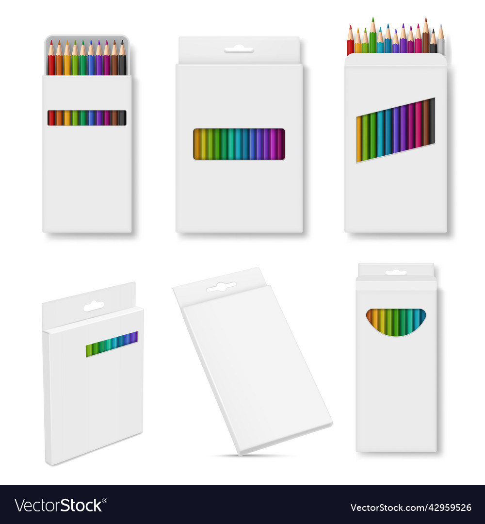 Cases for pencils cardboard package for colored Vector Image